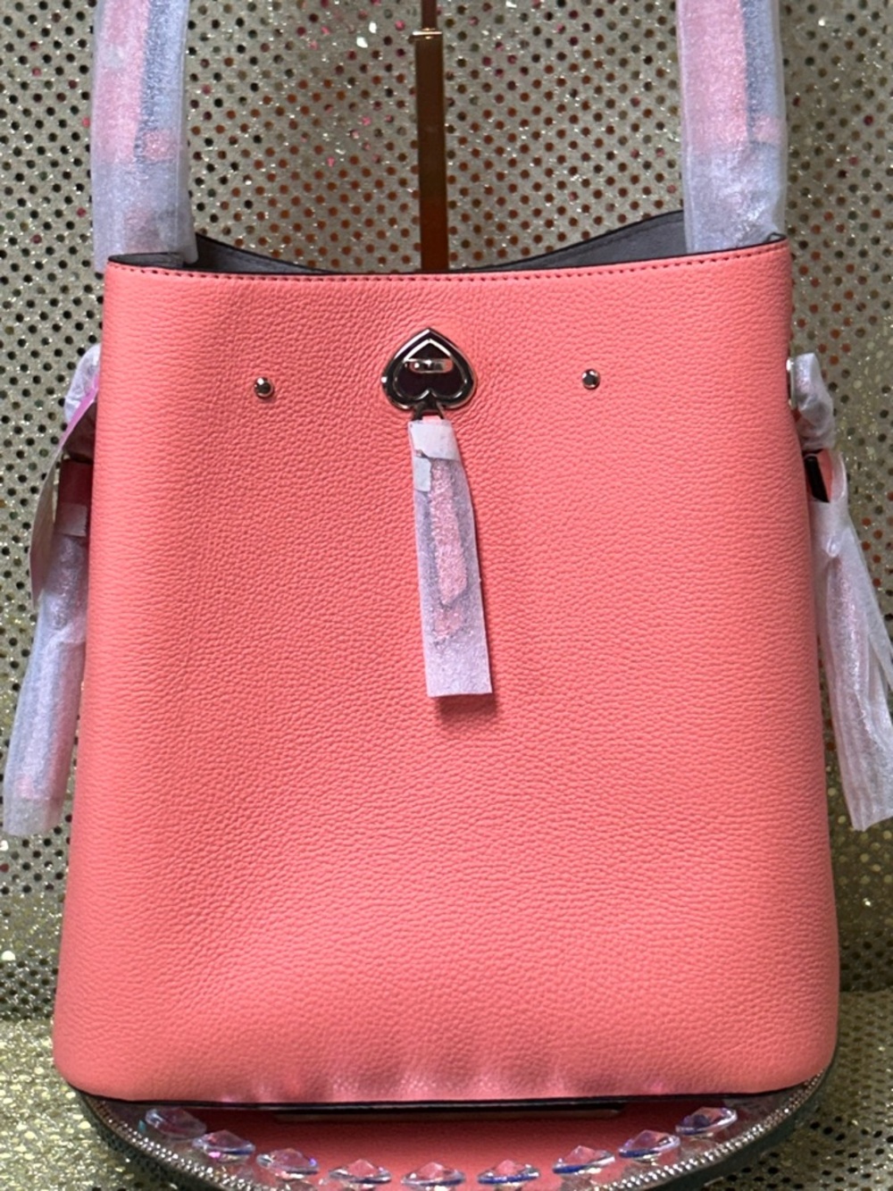 kate spade Coral Pink Pebbled Leather Shoulder Bag Approx. 9 x 10.5 x 6 - Picture 3 of 14